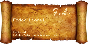 Fodor Lionel névjegykártya